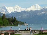 Blick auf den Thuner See und Berner Alpen