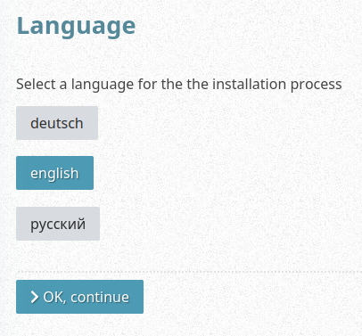 Screenshot: select language