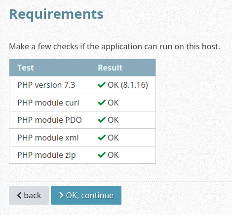 Screenshot: Check requirements